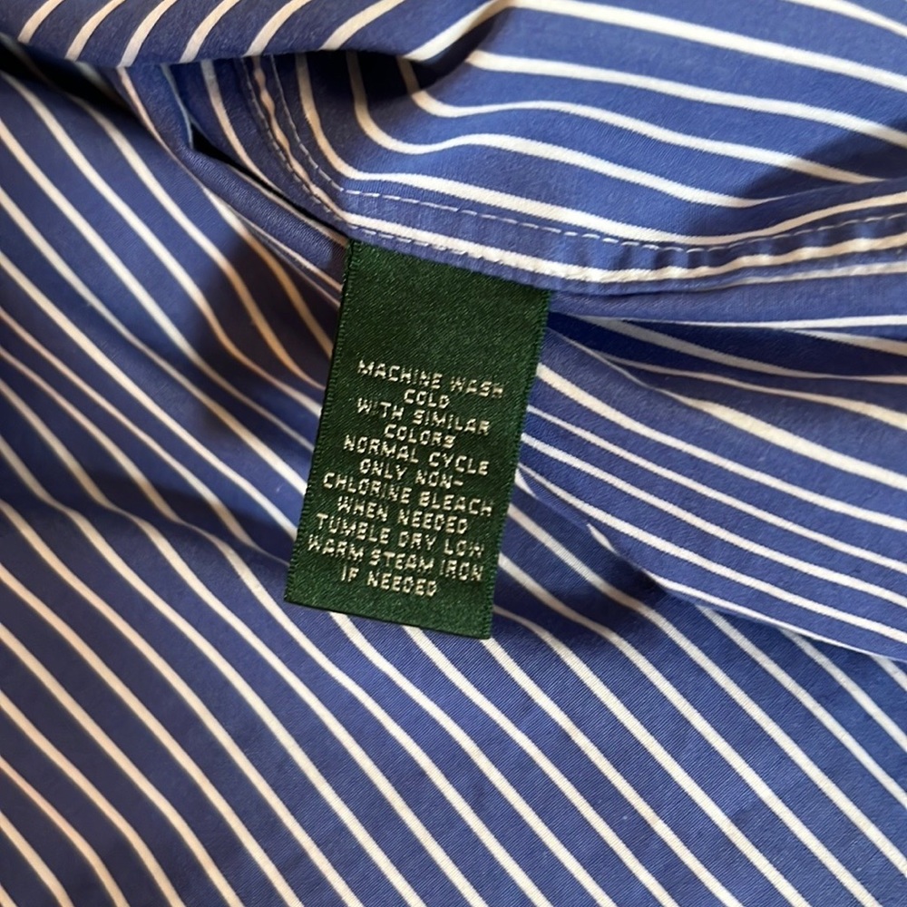 LAUREN BLOUSE Blue White Stripe  Small C9 - Picture 7 of 10